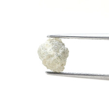 Big Rough Diamond 1.91tcw Grayish Yellow Sparkling Natural Polyhedron Shape Ring