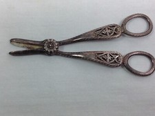 Vintage English silver grape shears pierced Design