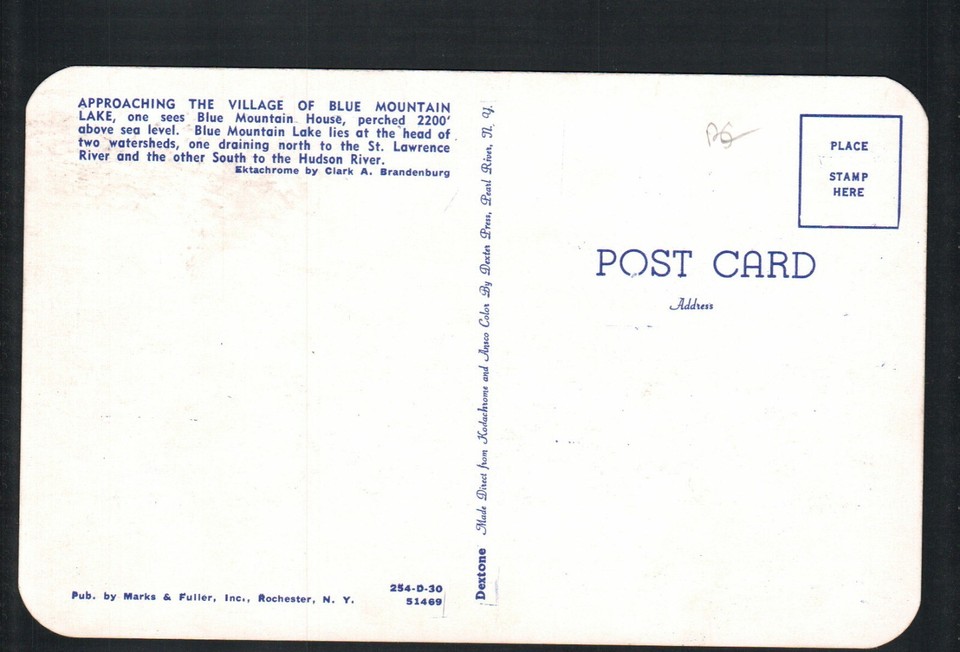 BLUE MOUNTAIN LAKE, NY * VIEW of BLUE MOUNTAIN HOUSE * UNPOSTED VINTAGE