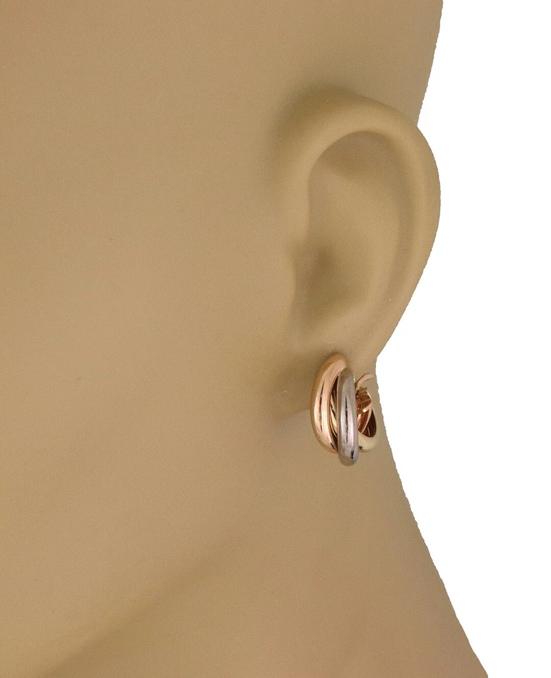 Pendientes Cartier Trinidad Oro Huggie 18k Tricolor Post Clip Cruzado Certificado Foto 2 de 4