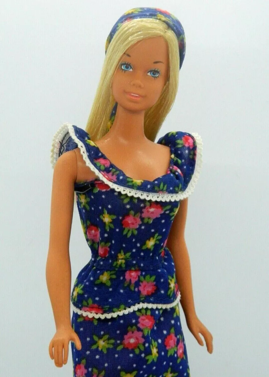 1967 Vintage Mod Blonde Barbie in Mod Paisley Print