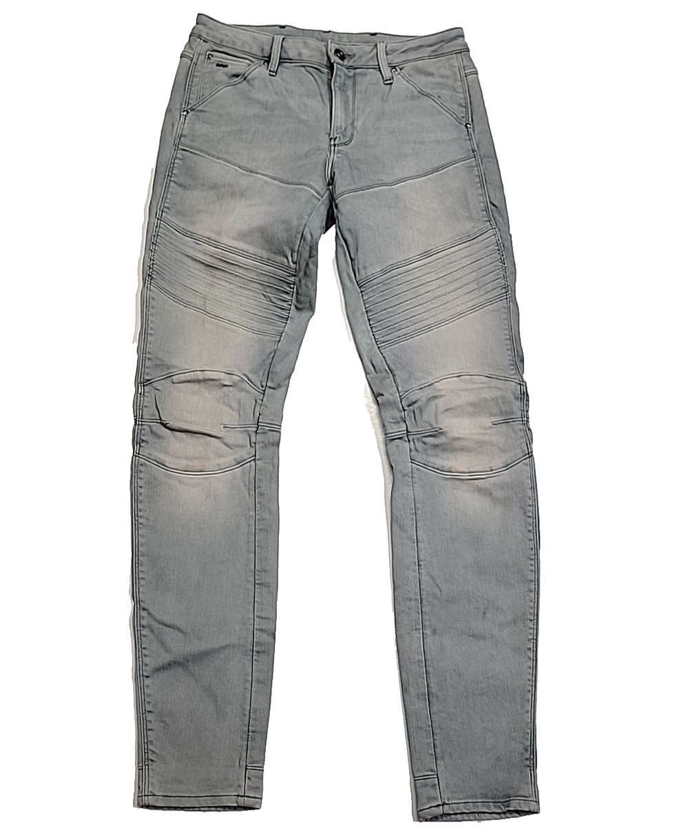 Baggy State Fit Jeans G-Star 5620 Custom Raw Mid Skinny Gray Denim