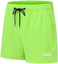 Mens Swim Shorts Drawstring Mesh Lining Board Shorts Quick Dry