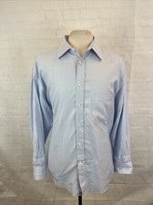 Canali Men's Light Blue Geometric Cotton Dress Shirt 17.5 32/33 295