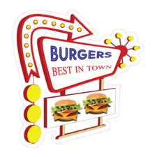 Food Truck Decals Burgers Best in Town Restaurant & Food Concession Sign White