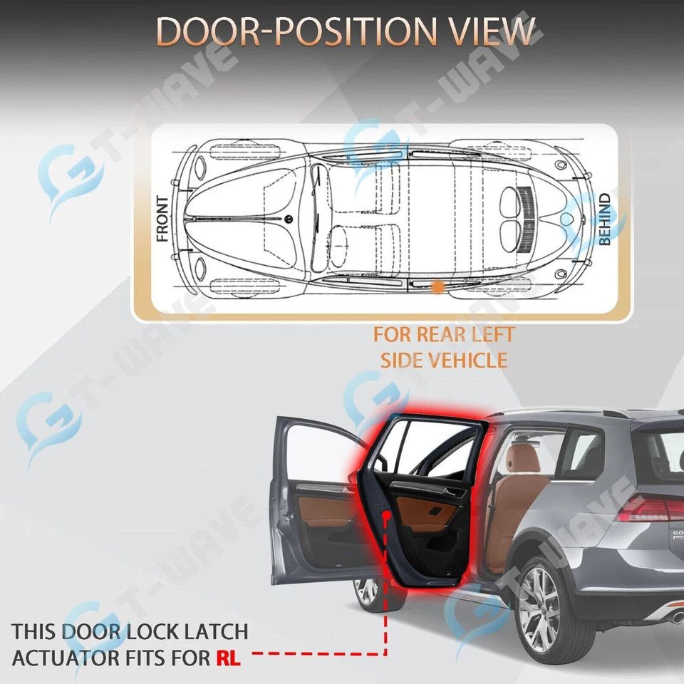 Actuador de bloqueo de puerta del lado del conductor trasero izquierdo apto para VW Jetta Beetle 2011-2017 Golf Pass Foto 3 de 4