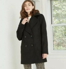 Jacket Women's Modern Day Double Breasted Pea Coat Black