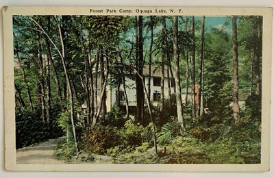 1928 NY Postcard Oquaga Lake New York Forest Park Camp Broome County Deposit