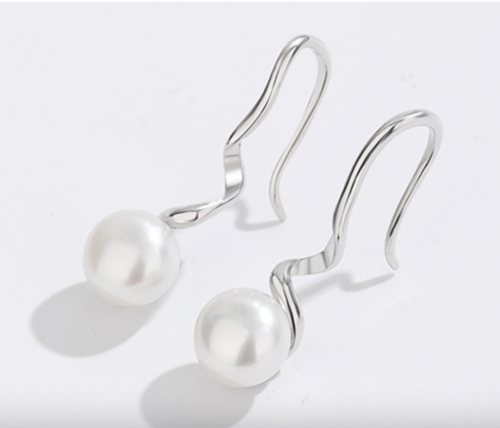 Damen Ohrringe, die echte Perle aus Süßwasser + Sterling Silber 925 - Bild 1 von 4