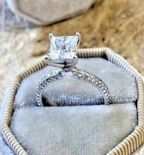 Princess Cut 2.25Ct Diamond 14K White Gold Engagement Ring Simulated in Size 6