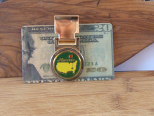 The Masters Green Logo Spring Loaded Money Clip - Gold  Plated Clip