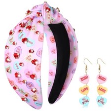 Valentine's Day Headband for Women XOXO LOVE Conversation Heart Headband Pink2
