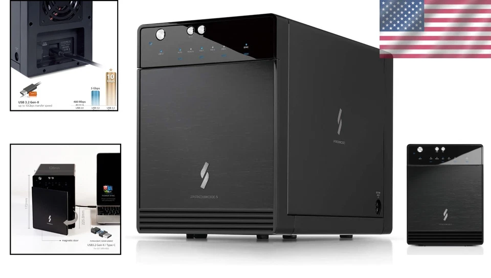 10Gbps USB-C 4 Bay Hard Drive Enclosure - 30TB Capacity - Image 2 of 4