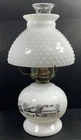 Beautiful Vintage Currier & Ives Hobnail Milk Glass Oil Lamp - Never Used