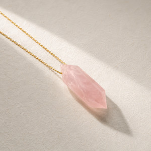 Authentic Radiant Heart Resonance Rose Quartz Gold Talisman
