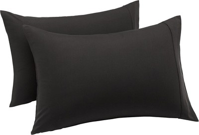 Amazon Basics Standard Pillow Cases Set of 2 - Lightweight, Standard, Black 