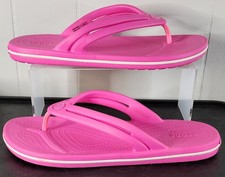 Crocs Crocband Flip Flops Pink Rubber Women's Size 9 Iconic Comfort