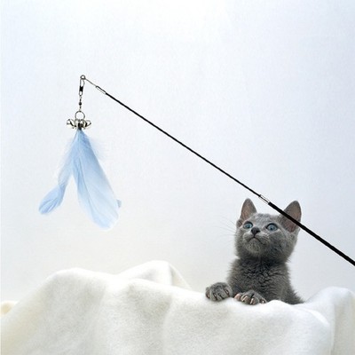 2 Pcs Cat Teasing Stick Retractable Wooden Handle Carbon Fiber Rods Toy