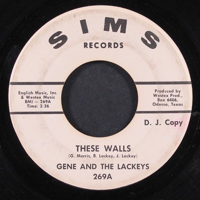 GENE & LACKEYS: these walls / bound in chains SIMS 7'' Single 45 RPM