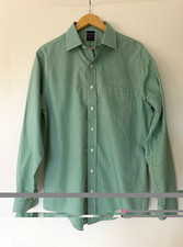 Mens Brooks Brothers Non-Iron Gingham Dress Shirt Green/White Size 16 36/37