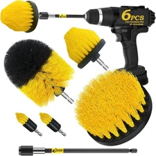 6Pack Drill Brush ，Extended Long Attachment Set All Purpose for Crevice Cleaning