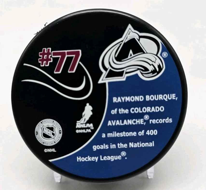 Colorado Avalanche RAY BOURQUE - 400 个进球 - 素食纪念 NHL 曲棍球冰球 — 第 3/4 张图片