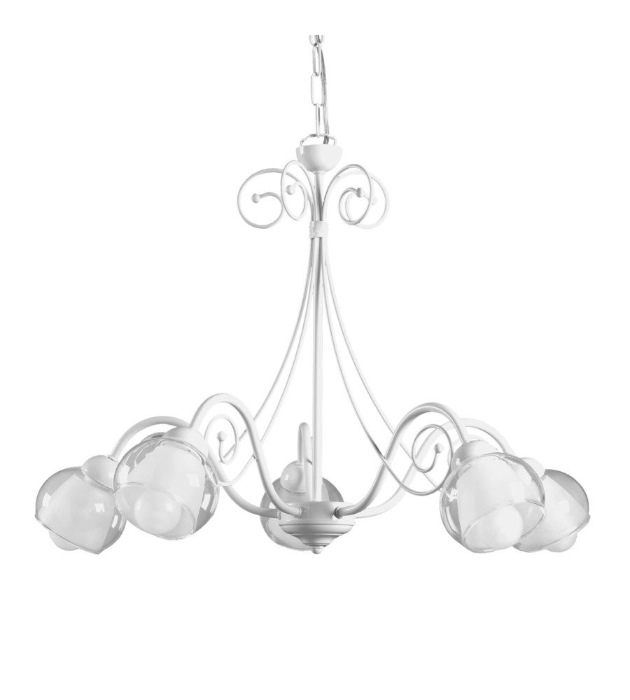 Lampadario ONLI Camilla 4 Luci E14 | Lampada Classica in Ferro e Vetro