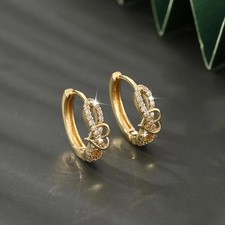 14k Yellow Gold Plated 1Ct Round Cut Cut Real Moissanite Women Hoop Earrings