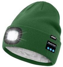 LED Lighted Bluetooth Beanie Hat,USB Rechargeable 4 LED Wireless Run Headlamp...
