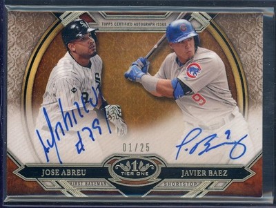 2015 Topps Tier One Dual Autographs #DAAB Javier Baez/Jose Abreu 01/25