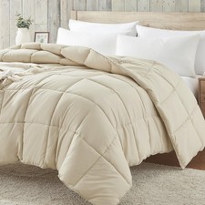 Beige Queen Size Comforter Duvet Insert Down Alternative Lightweight Bedding