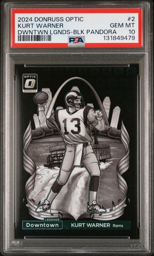 Kurt Warner [Black Pandora] #2 2024 Panini Donruss Optic Downtown Legends card