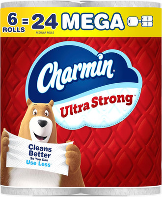 Ultra Strong Toilet Paper, 6 Mega = 24 Regular Rolls, 2-Ply, White