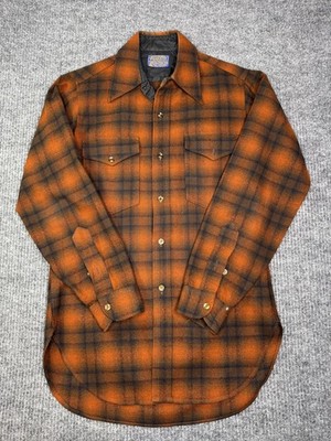 Vintage Pendleton Wool Board Shirt Button Up Size 14.5 Orange