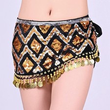 Belly Dance Hip Scarf Sequined Oriental Egyptian Waist Belt Practice Stagewear