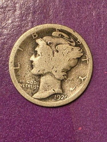 1920 P Mercury Dime.   DATE IS WORN BUT LEGIBLE   Better Year   90% SILVER  Coin