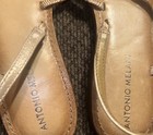 ANTONIO MELANI Leather Sandals Women Size 10m Gold Rhinestone Snake Flats — photo 4