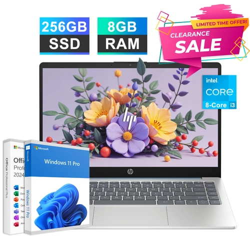 2026 HP Laptop Notebook 14" 8-Core Intel i3 (Up to 3.8GHz) 8GB RAM 256GB SSD Pro