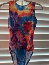 GK Elite GYMNASTICS dance LEOTARD Child Large CL Tie Dye summer camp VELVET