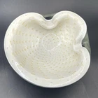 Murano Alfredo Barbini  Bullicante White Cased Glass Bowl With Gold Aventurine