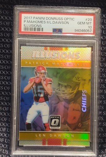 2017 PSA 10 Panini Donruss Optic Patrick Mahomes II, Len Dawson Illusions GEM MT