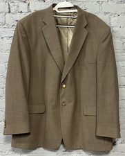 Stafford Jacket Men 48R Brown Tweed Blazer Sport Coat Polyester/Worsted Wool
