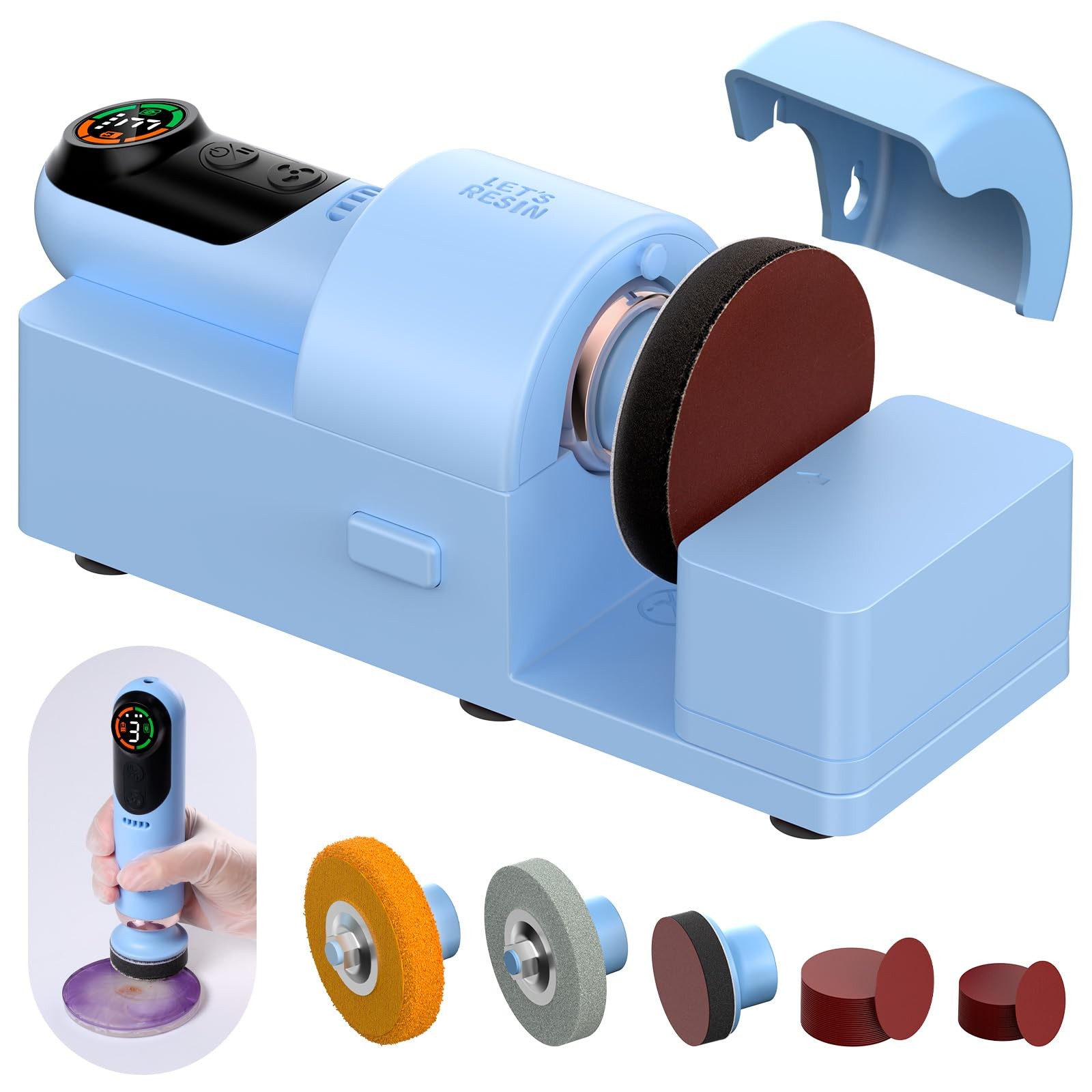 4-in-1 Electric Resin Sanders and Polisher, 2000mAh*2 Large 