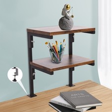 2 Tiers Desktop Storage Shelf Rectangular Clamp-on Desk Shelving Desk Organizer
