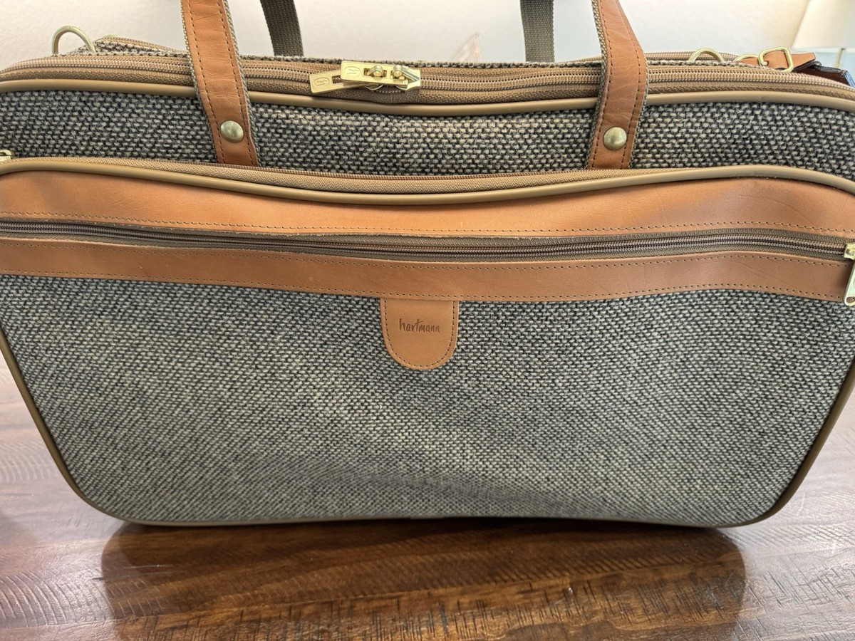 Hartmann Luggage Section Tweed Leather Carry On 1996 Vintage