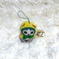 Mofusand Plush Mascot Strap Yellow Cat with Hood Ribbon Small Toy Keychain