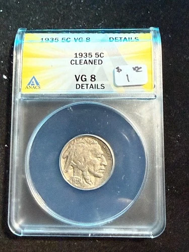 1935 BUFFALO NICKEL ANACS VG 8 CLEANED 762