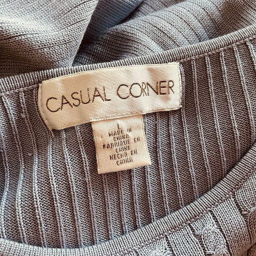 Casual Corner Women Silk Twin Set Cardigan & Short Sleeve Sweater Gray Sz L - Picture 7 of 11