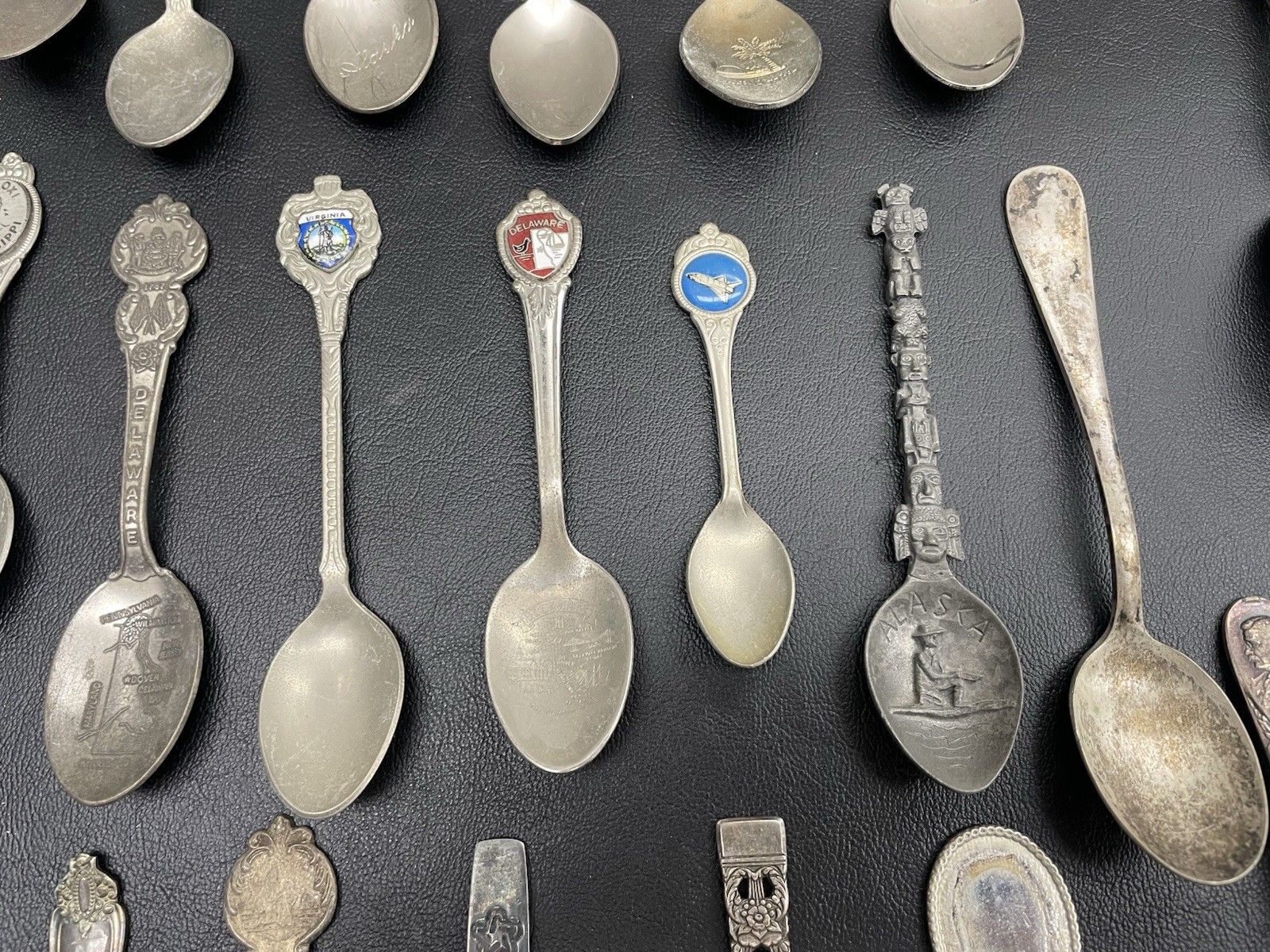Lot Of 39 Antique Souvenir Spoons, Collector spoon Lot, Silverware Flatware, VTG