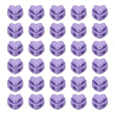 30 Pcs Heart Knitting Needle Stoppers, Double-Hole Plastic Locks, Light Purple